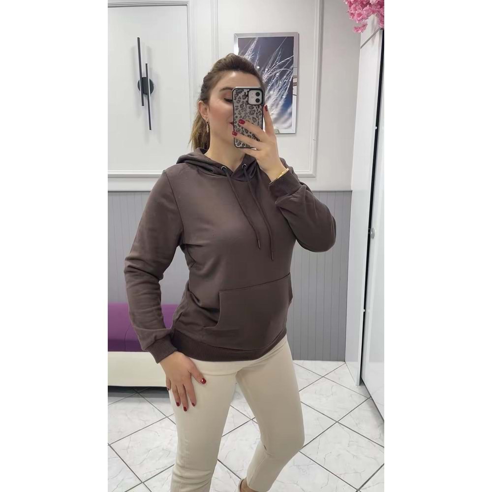 Kapşonlu Sweat - KAHVERENGİ - M