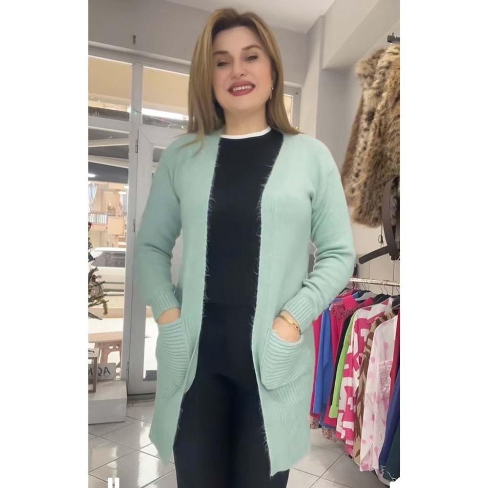 Hırka - Zümra Butik - ÇAĞLA YEŞİLİ - STANDART