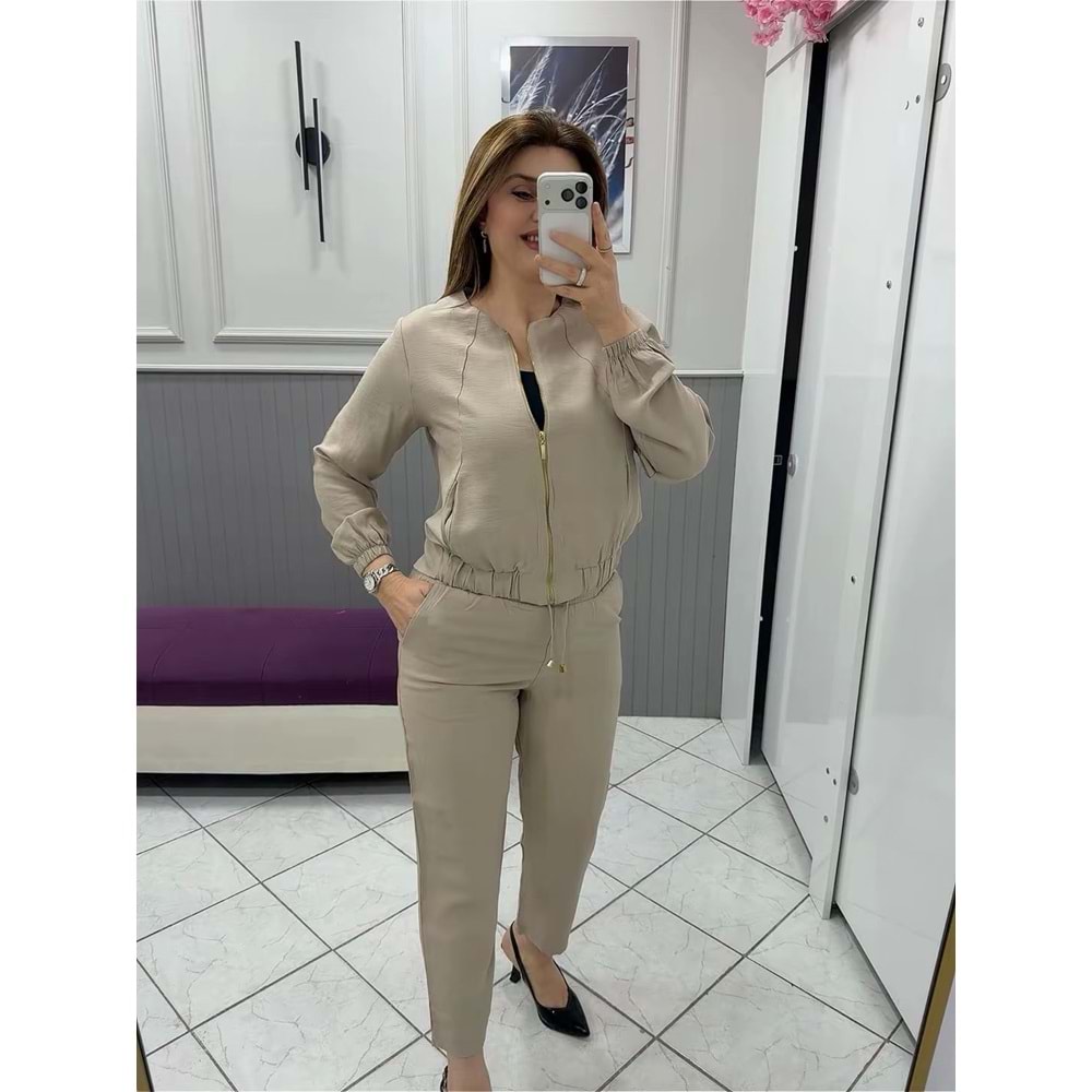 Keten Takım - Zümra Butik - KREM - XL