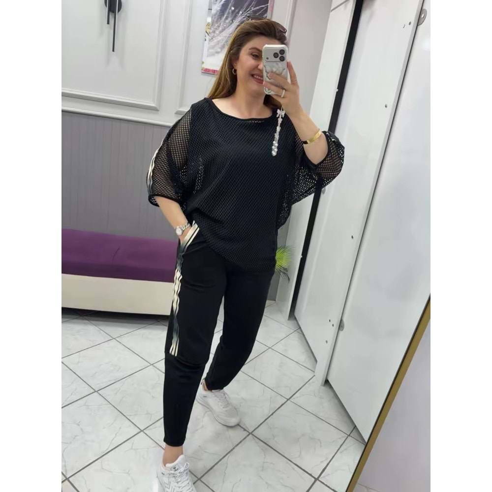 Fileli Üçlü Takım - Zümra Butik - SİYAH - L
