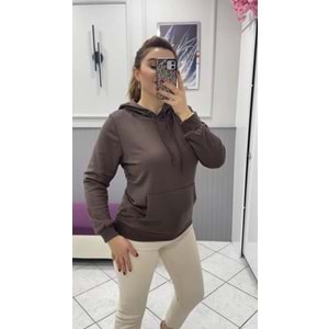 Kapşonlu Sweat - KAHVERENGİ - M