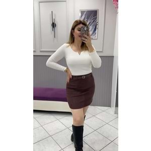 Etek Mini- Zümra Butik - ACI KAHVERENGİ - M