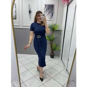 Yandan Tokalı Elbise - Zümra Butik - LACİVERT - S