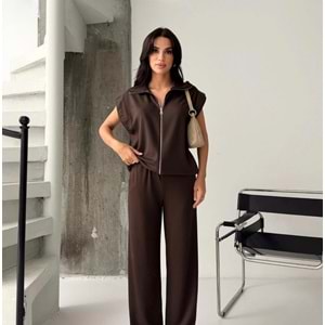 Yelekli Takım - Zümra Butik - KAHVERENGİ - L