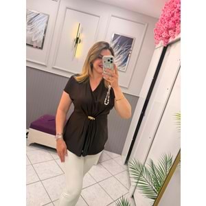 ŞİFON BLUZ - Zümra Butik - KAHVERENGİ - 40