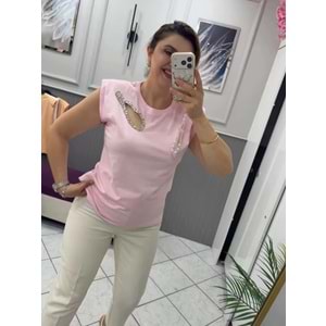 DAMLA TAŞ TŞÖRT - Zümra Butik - PEMBE - S