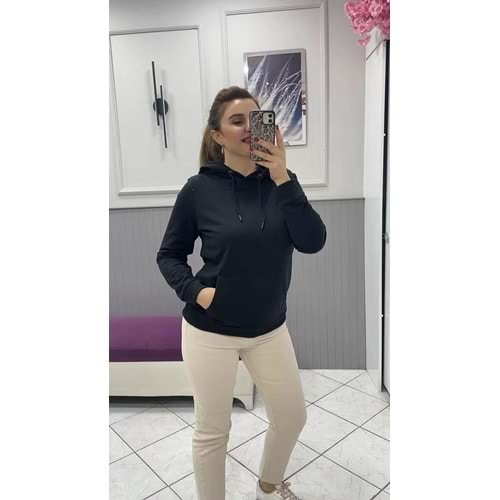 Kapşonlu Sweat - SİYAH - M