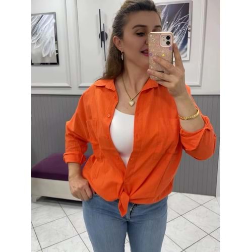 Gömlek - Zümra Butik - TURUNCU - STANDART