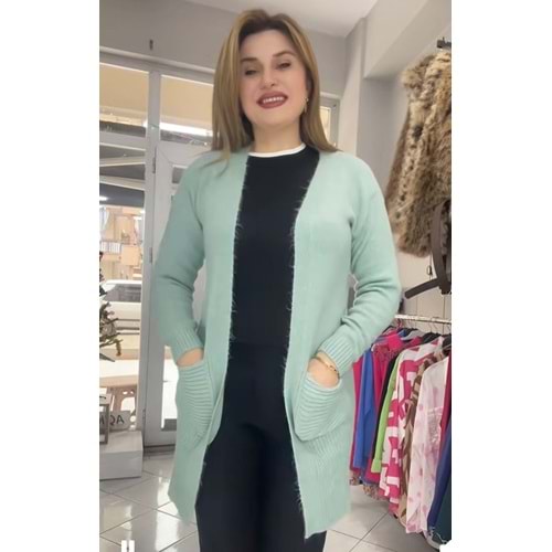 Hırka - Zümra Butik - ÇAĞLA YEŞİLİ - STANDART