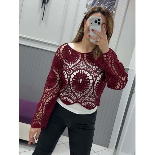 Triko Kazak - Zümra Butik - BORDO - STANDART