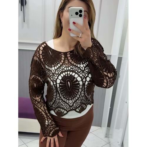 Triko Kazak - Zümra Butik - KAHVERENGİ - STANDART