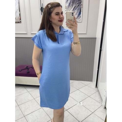 Polo Yaka Elbise - Zümra Butik - MAVİ - L