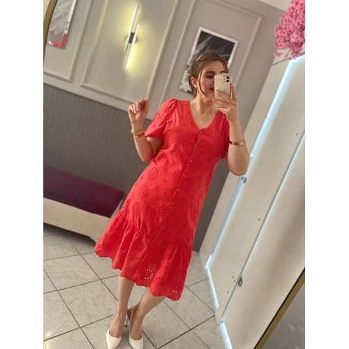 Narçiceği Dantel İşlemeli Elbise - Zümra Butik - NAR ÇİÇEĞİ - M