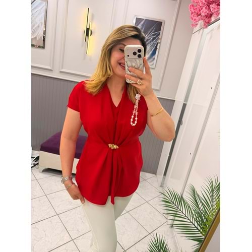 ŞİFON BLUZ - Zümra Butik -BORDO - 44