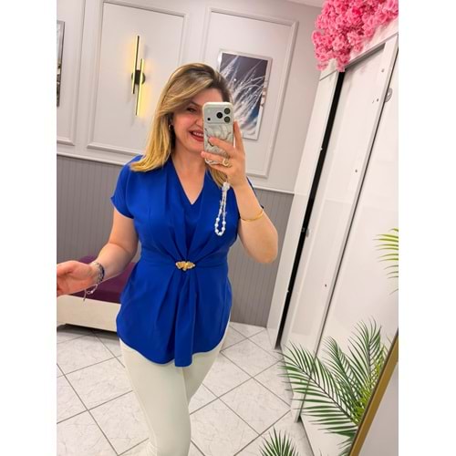 ŞİFON BLUZ - Zümra Butik - MAVİ - 42