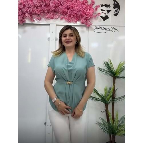 ŞİFON BLUZ - Zümra Butik - YEŞİL - 40