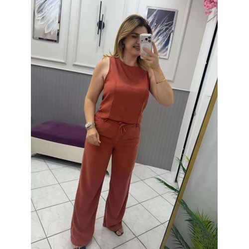 Tensel Kumaş Takım - Zümra Butik - KİREMİT - M