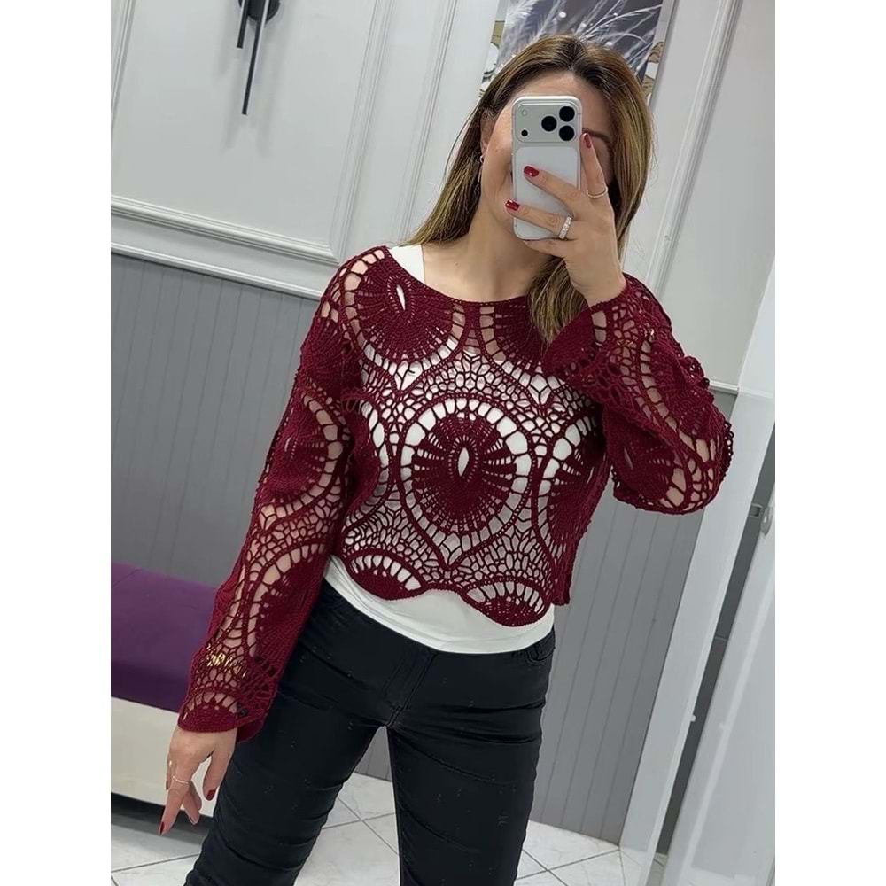 Triko Kazak - Zümra Butik - BORDO - STANDART