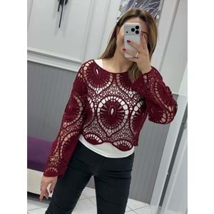 Triko Kazak - Zümra Butik - BORDO - STANDART